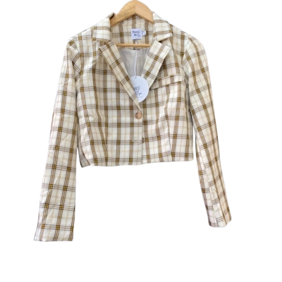Princess Polly Avary Cropped Blazer Beige Size 8 BNWT