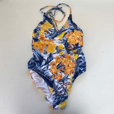 Cotton On Body Mariana Blue Hawaii Isla Tie Up One Piece Swimwear  Size S 