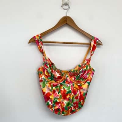 Bydee Raisin Havana Orange Floral Corset Top Size M 