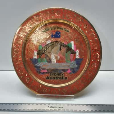 Vintage Souvenir Sydney Australia Harbour Bridge Opera House Brass Plate