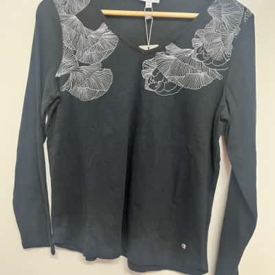 W.Lane Women's Size S Long Sleeve Top Black / Pattern 