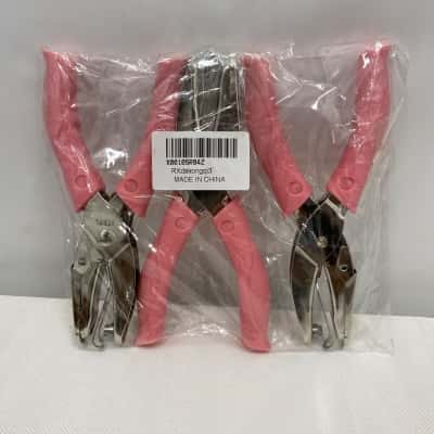 Handheld Single Hole Punch Pliers Set of 3 Pink BNWT