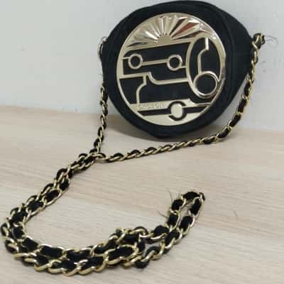 Oroton Womens Black  / Gold Mini Round Bag VGUC 
