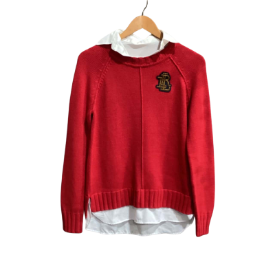 Lauren Ralph Lauren Red Bullion Patch Layered Jumper Size S