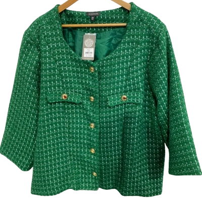 Autograph Womens Size 26 Winter Jades Wall Tweed Jacket Green 