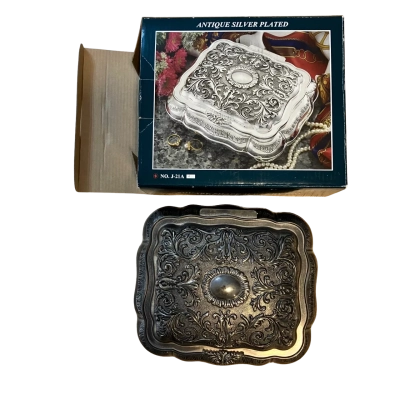 Ornate Silver Plated Jewellery Box