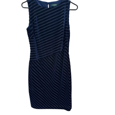 Lauren Ralph Lauren Womens  Size 4 Velvet Striped Navy Blue Dress 