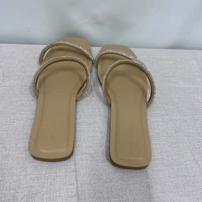 Women's Crystal Embellished Leather Slide Seed Heritage Sandals size 40