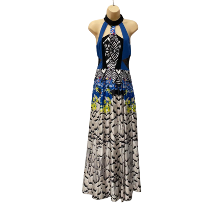 Honey and Beau Santorini Gown  Size 8 Cocktail / Maxi Dress Multicoloured Peacock Print 