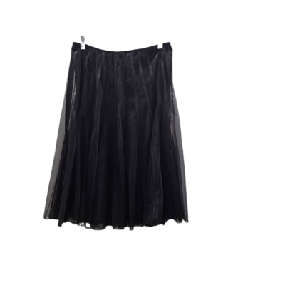 Anthea Crawford Australia Black Mesh Overlay A-Line Pleated Midi Skirt - Size 12
