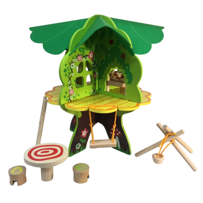Wooden Tree House and Accessories as pictured