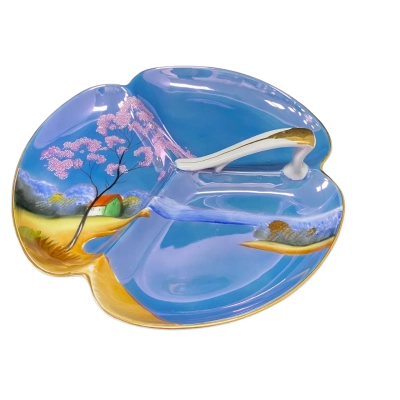 Noritake Vintage Lustreware Landscape Pattern Divided Serving Dish