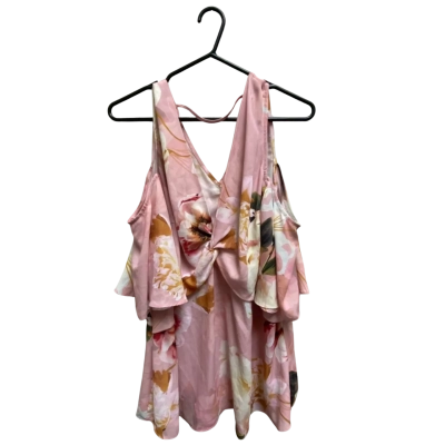 City Chic Womens  Size M Short Sleeve Top Floral / Pink  
