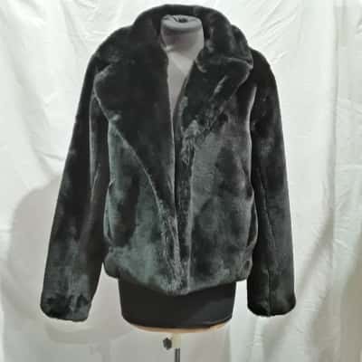 SPORTSGIRL Size 10 Faux Fur Coat Black  