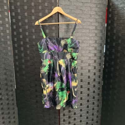 Saba Womens  Size 12 Sleeveless Dress  Black  / Green / Multicoloured / Purple 