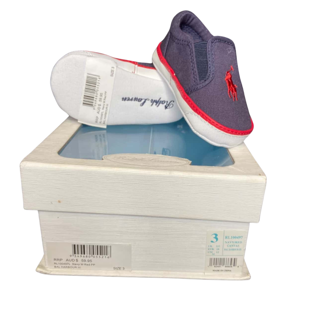 Ralph Lauren Babies Size 3 Shoes Navy Blue / Red / White Boxed (s)
