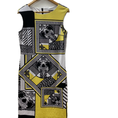Frank Lyman Womens Dress Size 12 Black  / Pattern / White / Yellow 