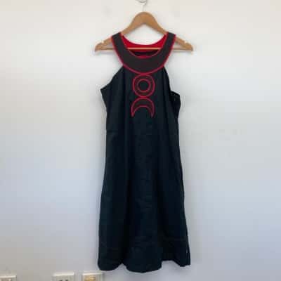 Pygmes Black Red Sleeveless Midi Dress Size L 