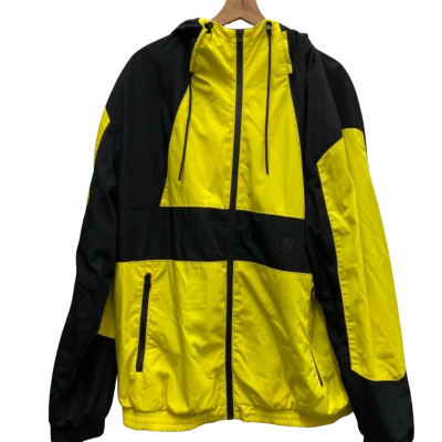 Calvin Klein Jeans Size XL Front Zipper / Hooded Windbreaker Black  / Yellow 