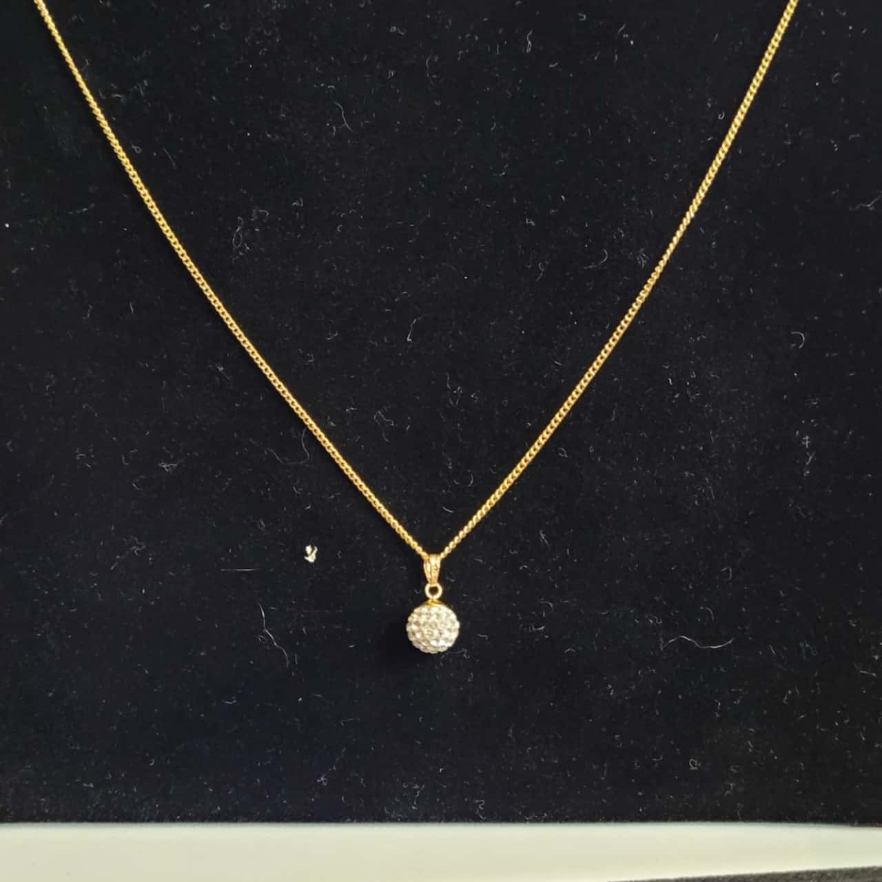 925 Silver Disco Ball Star Edge Golden Necklace