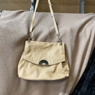 Oroton Womens Cross Body Bag Beige / Gold 