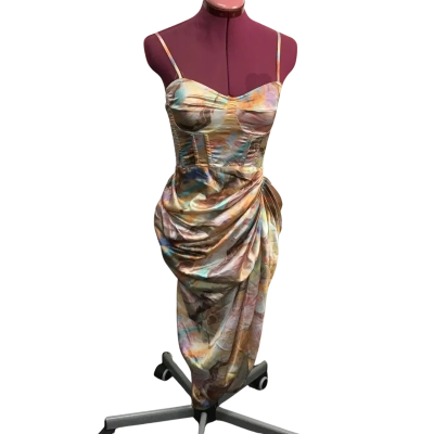 Pretty Little Thing Womens  Size 8 Pastel Print Midi Dress 