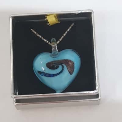 Murano Like Glass Pendant On Silver Chain