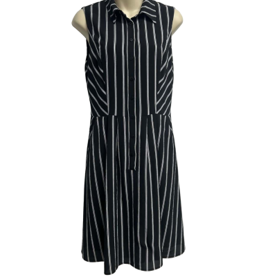 Cue Size 8 Black & White Striped Dress