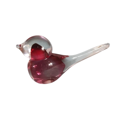 Vintage Glass Red Bird with Long Tail Figurine