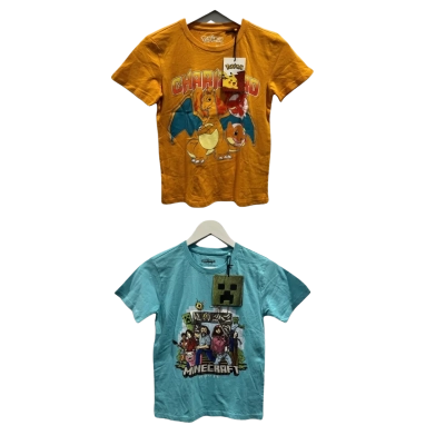 Minecraft & Pokemon Kids  Size 10 T-Shirt Blue / Multicoloured / Orange 