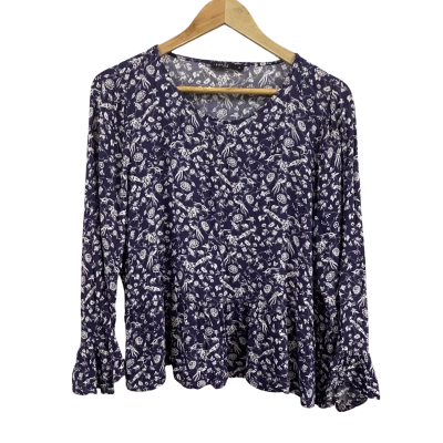 Regatta Petites Womens  Size 14 Long Sleeve Top Blue/Floral