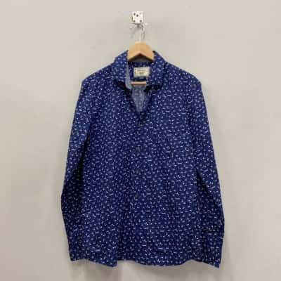Gazman Mens  Size M Long Sleeve Shirt Blue / Pattern 