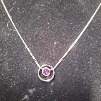 Equilibrium Amethyst Silver-tone Pendant 