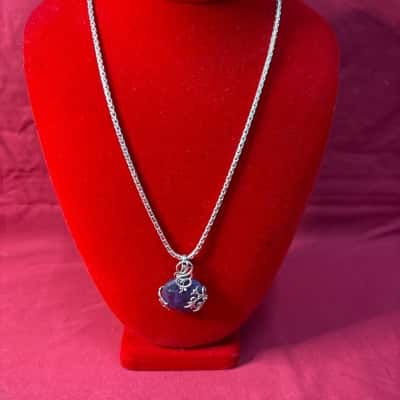  Women's 925 Silver Amethyst Stone Pendant on Complimentary Chain