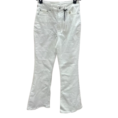 Glassons Womens  Size 8 super high rise flare leg white jeans 