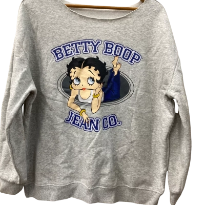  Womens  ‘Betty Boop’ Size 12 Long Sleeve Top Grey 