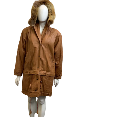  `Vintage’ Dennis Pals & Skinn AB Womens Size L Leather Hood Jacket Brown