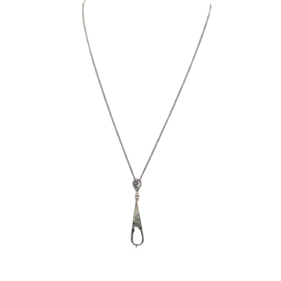  Womens Swarovski Black/Clear Crystal Pendant & Italian Sterling Silver Chain