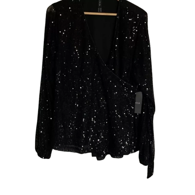 Pink Dusk Womens  Size 18 Black Under Wraps Sequin Top