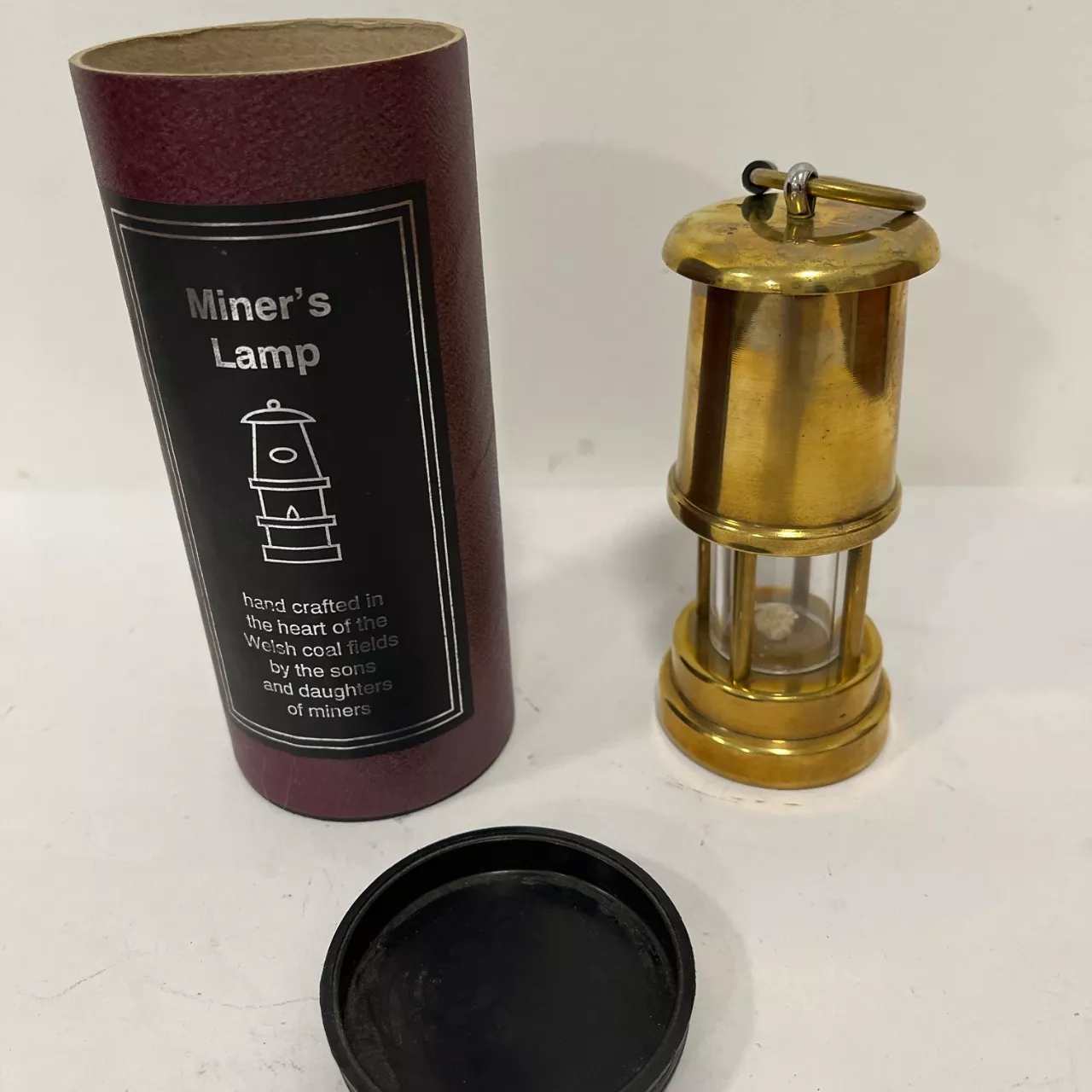 Vintage Welsh Brass Miner's Safety Lamp Souvenir Ferndale Coal
