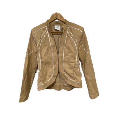 Once/Was Womens Jacket Size 0 Brown / White 
