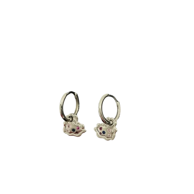 Silver S925 Huggie Heart Shaped Charm Earrings 