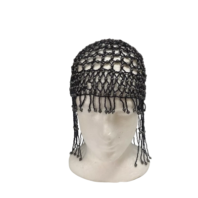  Womens  Bellydance Beaded Cap Size One Size Black  / Grey 
