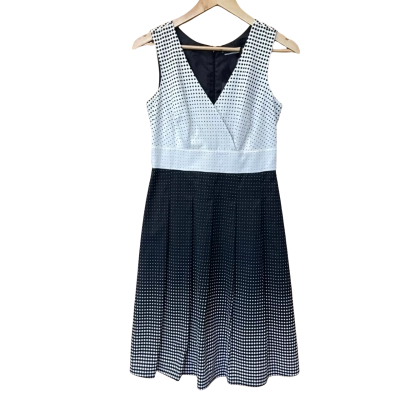 Basque Black/White Polka Dot Gradient Dress Size 8