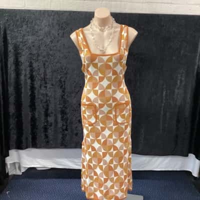  Womens  Size S / XS Casual Dress Beige / Gold / Orange 