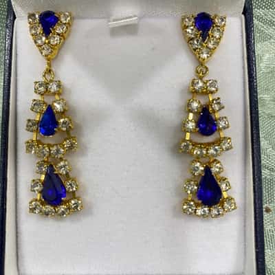  Womens Earrings Blue / Gold-Toned