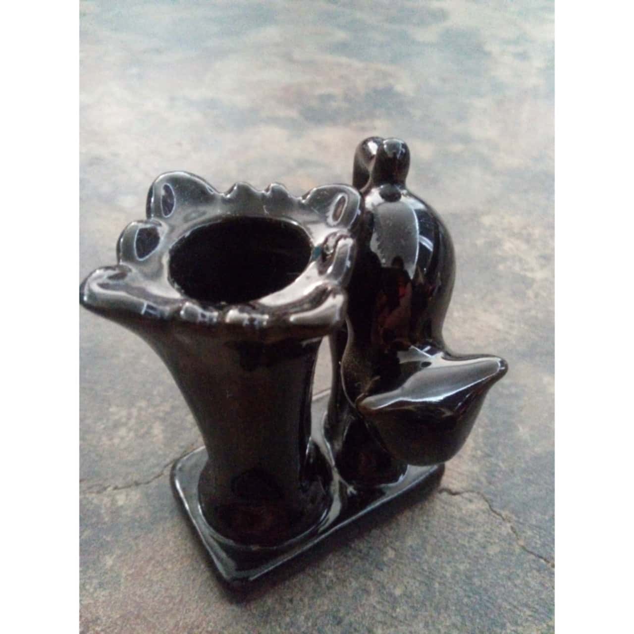 Cute Little Vintage Black Cat & Vase (s)