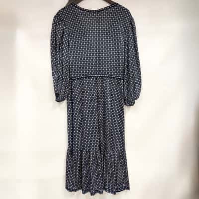 BNWT Max Tudor Long Sleeve Elastic Blue Geometric Maxi Dress