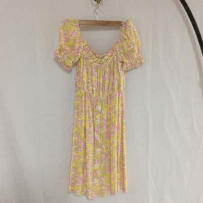 Faithfull The Brand Womens  Size 8 Short Sleeve Dress  Floral 