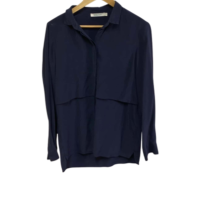 Ecology  Womens  Size M Button Up Top Navy Blue 